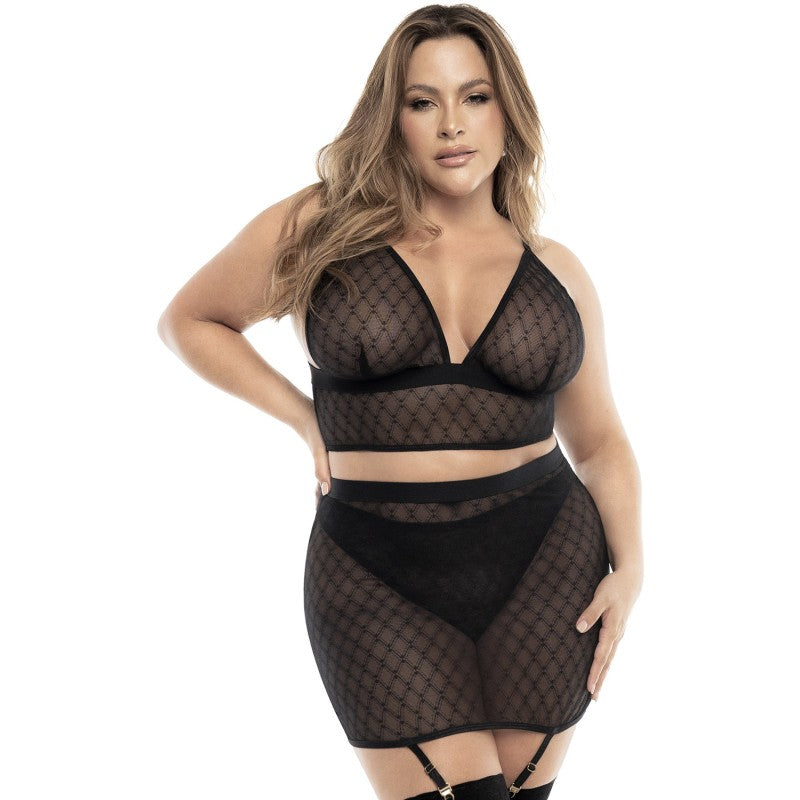 Ensemble 3pcs résille noire